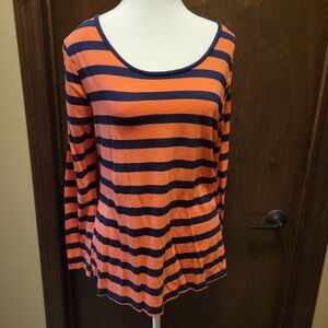 Peach & Navy Striped Top